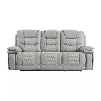 Sorento Leather Sofa, Color Solana Light Grey JCPenney
