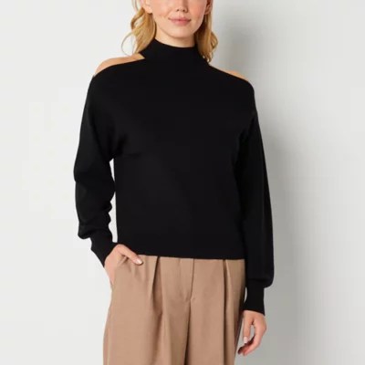 Worthington Womens Mock Neck Long Sleeve Pullover Sweater JCPenney