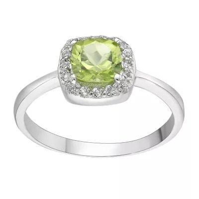 CushionCut Genuine Peridot and White Topaz Sterling Silver Ring JCPenney