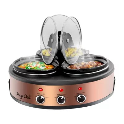 MegaChef Triple 1.5 Quart Slow Cooker and Buffet Server 975109462M
