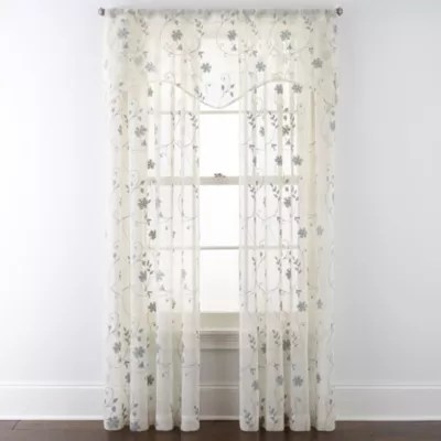 JCPenney Home Malta Sheer Rod Pocket Single Curtain Panel, Color Fog