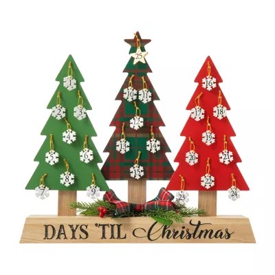 Glitzhome Wooden Tree Countdown Christmas Advent Calendar, Color Red JCPenney