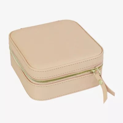 Mele And Co Stow And Go Mirrored Jewelry Travel Case, Color Beige