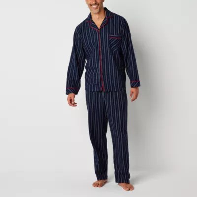 St. John's Bay Mens Long Sleeve 2pc. Pant Flannel Pajama Set