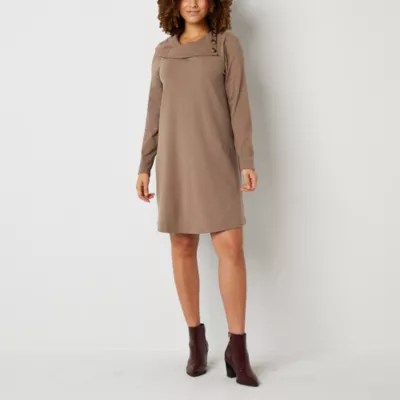 Alyx Long Sleeve Shift Dress, Color Oatmeal JCPenney