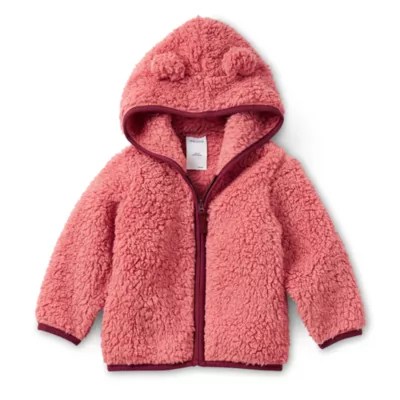 Okie Dokie Baby Girls Hooded Sherpa Lightweight Jacket, Color Autumn