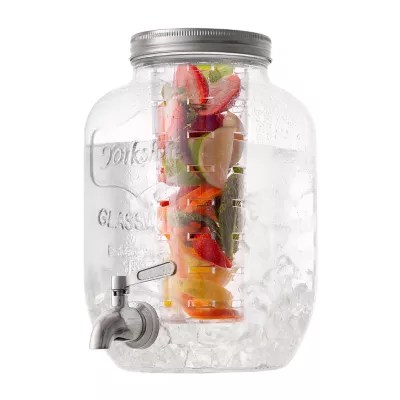 Joyjolt Glass Drink With Spigot; Ice Infuser; & Fruit Infuser 1 Gallon Beverage Dispenser