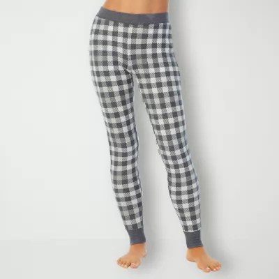 Cuddl Duds Womens Stretch Thermal Leggings, Color Grey Buffalo Check