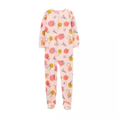 Carter's Fleece Little & Big Girls Crew Neck Fleece Long Sleeve Footed