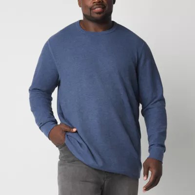mutual weave Waffle Big and Tall Mens Crew Neck Long Sleeve TShirt