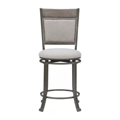 Firview Counter Height Upholstered Swivel Bar Stool, Color Pewter