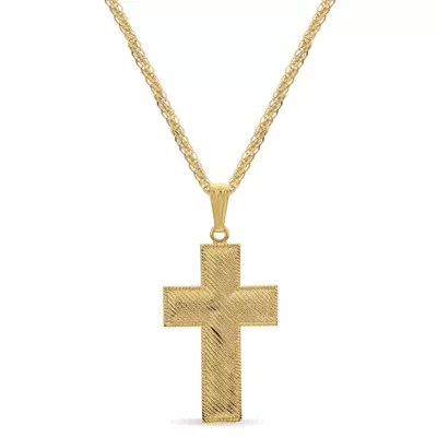 Made in Italy Unisex Adult 18K Gold Over Silver Sterling Silver Cross
