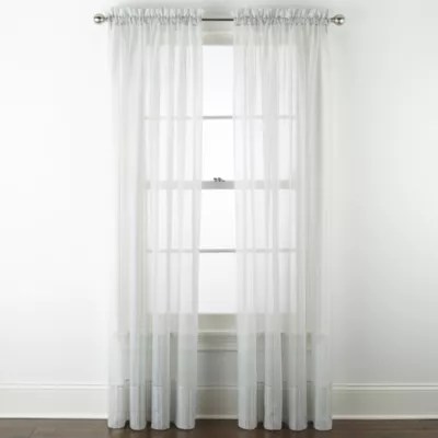 Home Expressions Lisette Stripe Print Sheer Rod Pocket Single Curtain