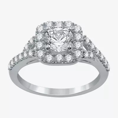 Yes, Please! Womens Lab Created White Sapphire Sterling Silver Cushion