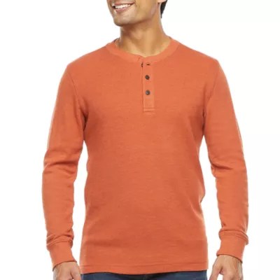St. John's Bay Mens Henley Neck Long Sleeve Classic Fit Thermal Top