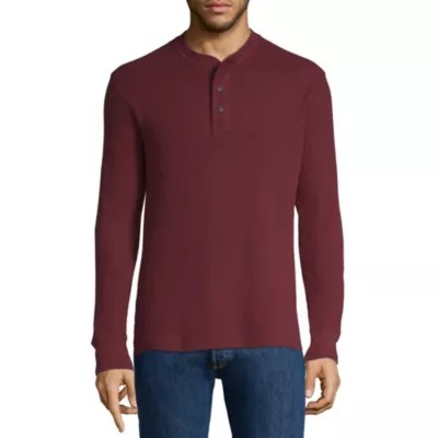 St. John's Bay Mens Henley Neck Long Sleeve Thermal Top