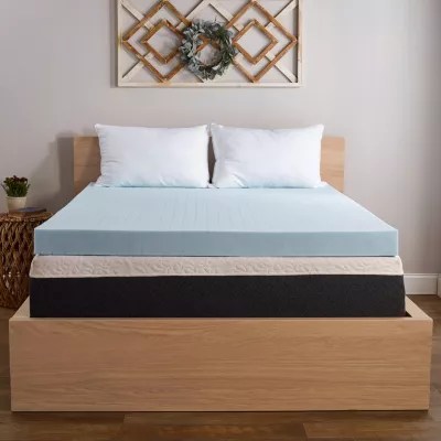 Comfort Tech 4In Theragel Memory Foam Mattress Protector, Color Blue