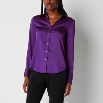 Worthington Womens Long Sleeve Regular Fit ButtonDown Shirt JCPenney