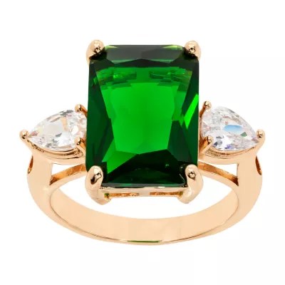 Sparkle Allure Cubic Zirconia 14K Gold Over Brass Emerald Rectangular Cocktail Ring JCPenney