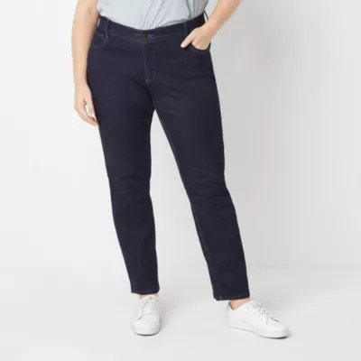 Liz Claiborne Plus Womens Sara Mid Rise Slim Fit, Skinny Leg Jean