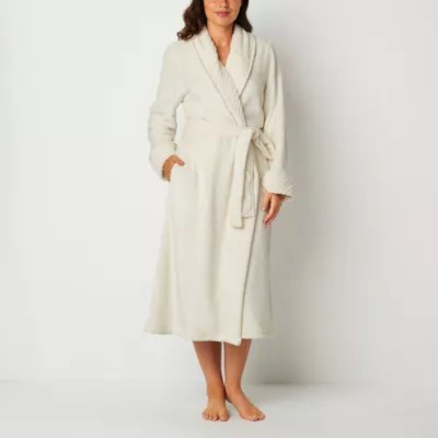 Liz Claiborne Womens Tall Long Sleeve Long Length Plush Robe