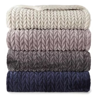 Loom + Chevron Faux Mink Throw, Color Signature Navy JCPenney