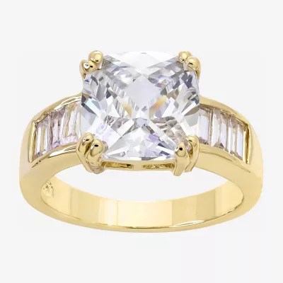 Sparkle Allure Cubic Zirconia 14K Gold Over Brass Solitaire Engagement Ring