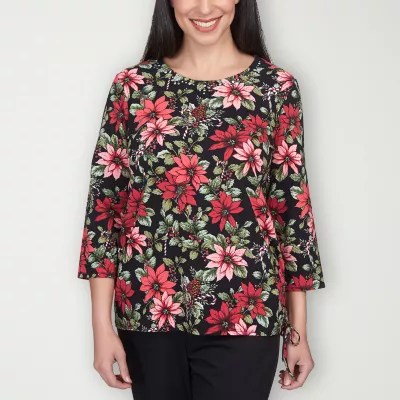 Alfred Dunner Classics Womens Round Neck 3/4 Sleeve TShirt JCPenney