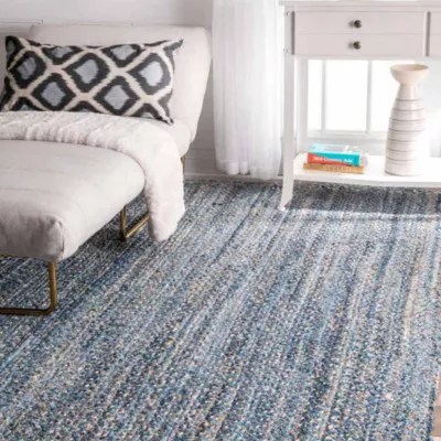 nuLoom Hand Braided Otelia Denim And Jute Rectangular Rug, Color Denim