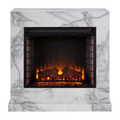 Southern Enterprises Electric Fireplace, Color White Faux Marble