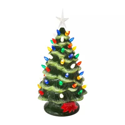 Kurt Adler 12.8Inch BatteryOperated Led Ceramic Pink Christmas Tree Tabletop Decor, Color