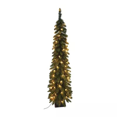 7 Foot Slim Spruce 7 Foot PreLit Spruce Christmas Tree, Color Tree Green JCPenney