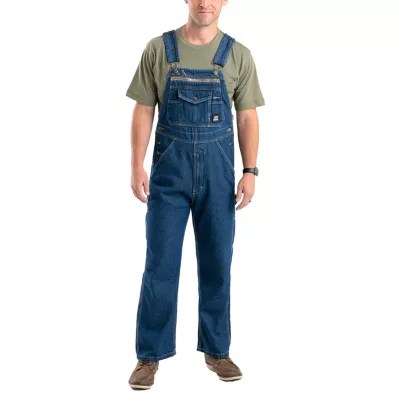 Berne Heritage Unlined Denim Bib Mens Workwear Overalls, Color Dark