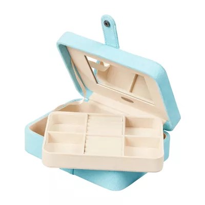 Mele and Co Giana Plush Fabric Aqua Jewelry Travel Case, Color Aqua