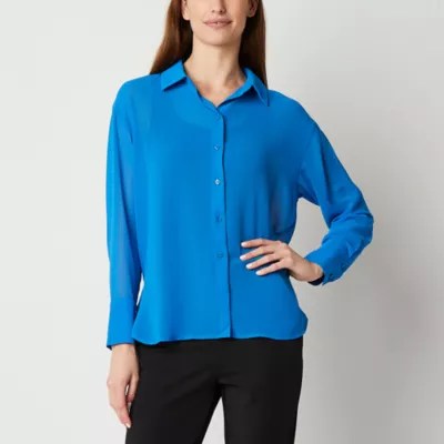 Worthington Womens Long Sleeve Regular Fit ButtonDown Shirt JCPenney