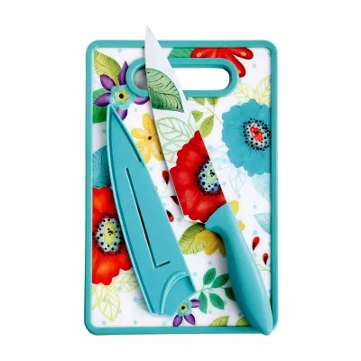 Jordana Floral Print 8" Chef Knife w/Sheath & Cutting Board Set, Color Multi JCPenney