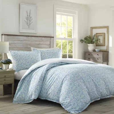 Laura Ashley Jayne Reversible Duvet Cover Set, Color Wintergreen