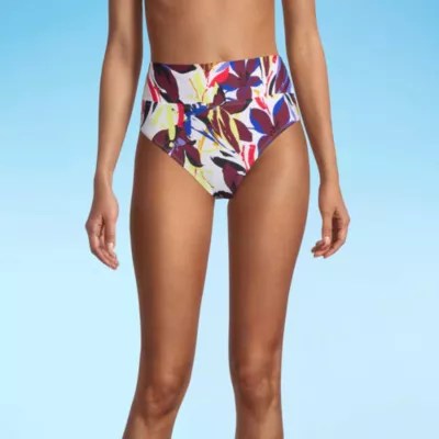 Shores Womens Lined Floral High Waist Bikini Swimsuit Bottom