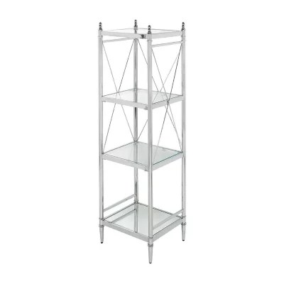 Pinnacle Chrome and Glass Four Tier Bathroom Shelf, Color Chrome