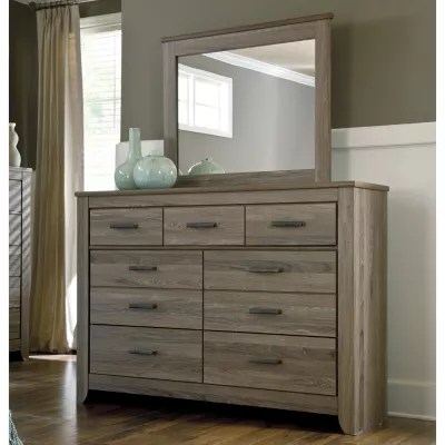 Signature Design by Ashley® Zelik Dresser with Mirror, Color Warm Gray
