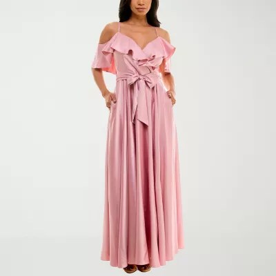 Premier Amour Satin Short Sleeve Evening Gown JCPenney