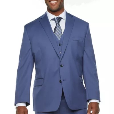Shaquille O’Neal XLG Mens Blue Stretch Regular Fit Suit Separates Big