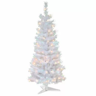 National Tree Co. 4 Foot White Iridescent PreLit Christmas Tree, Color