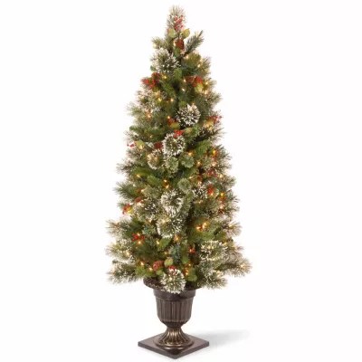 National Tree Co. Wintry Pine 5 Foot PreLit Flocked Pine Christmas Tree, Color Green JCPenney