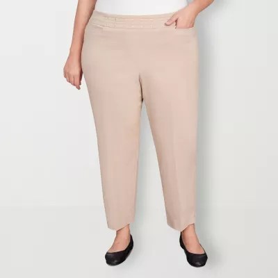 Alfred Dunner Neutral Territory Womens Mid Rise Comfort Waistband Straight Flat Front Pant
