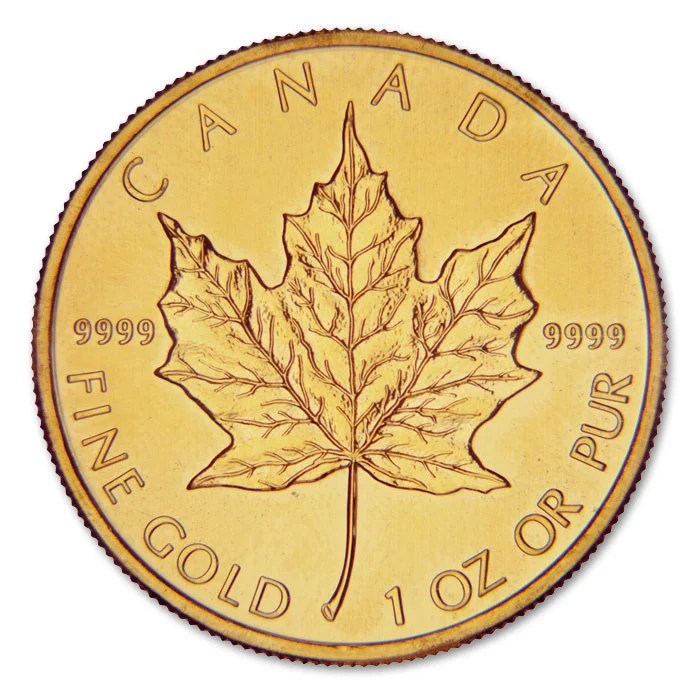 1 oz .9999 Canadian Gold Maple Leaf Jefferson Coin