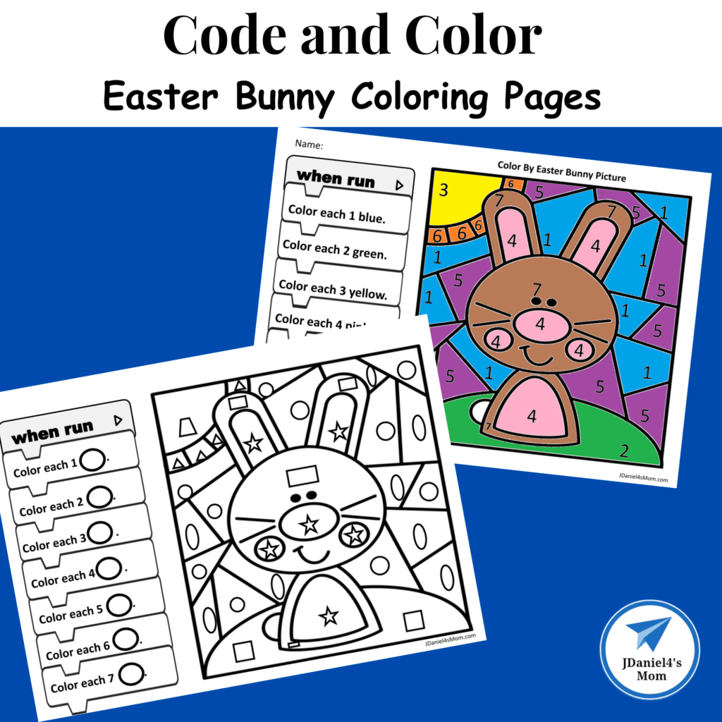 Code and Color Easter Bunny Coloring Pages JDaniel4s Mom