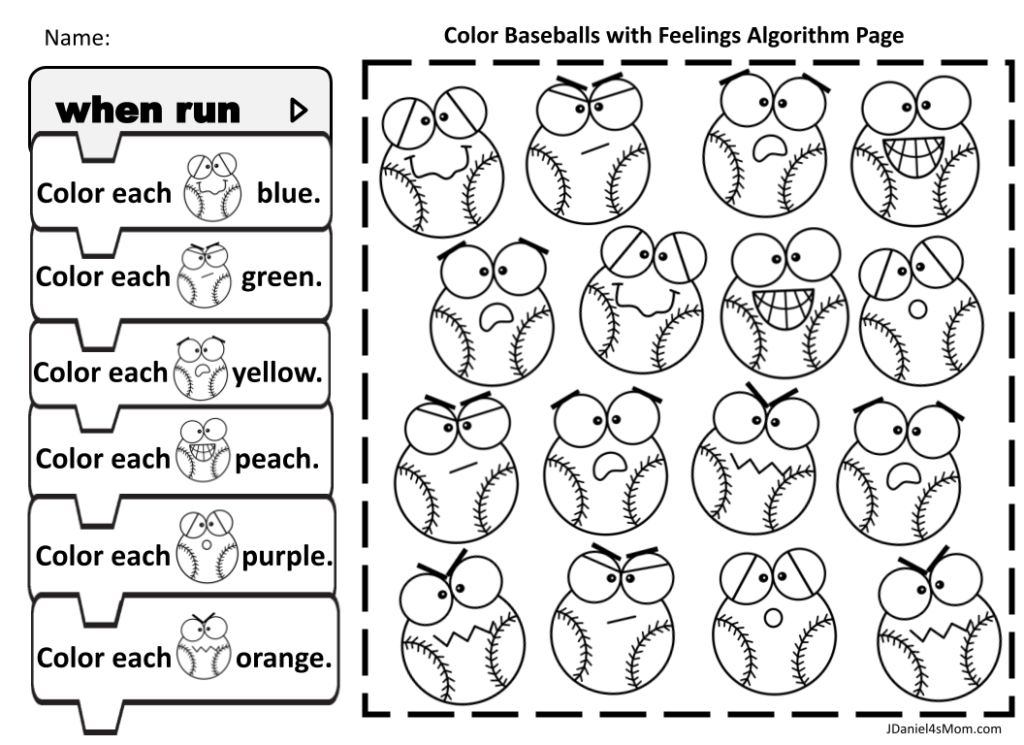 Color Feelings Filled Baseballs with an Algorithm JDaniel4s Mom