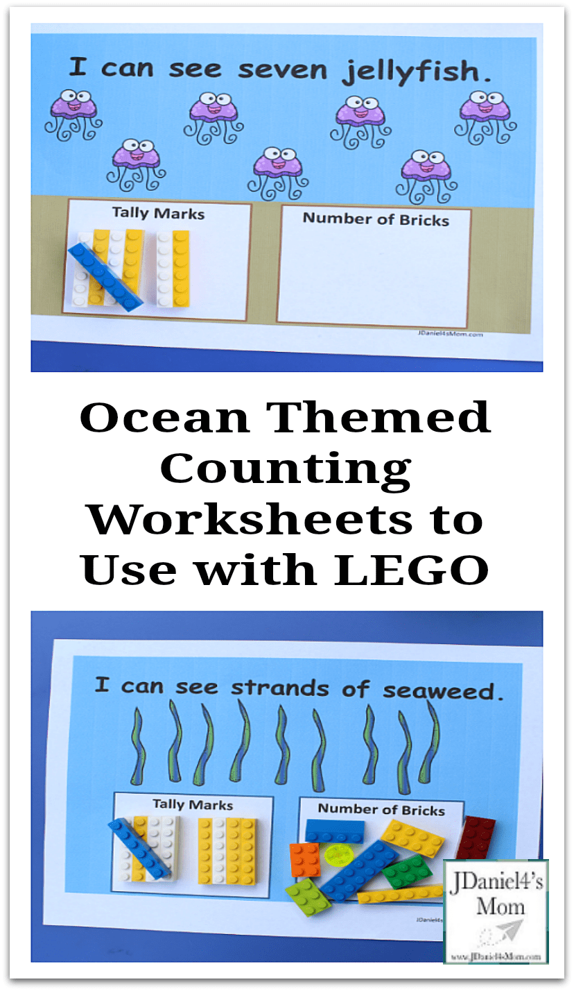 Ocean Themed Counting Worksheets to Use with LEGO
