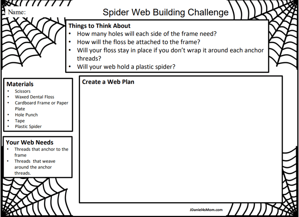Spider Web STEM Challenge Activity JDaniel4s Mom